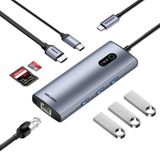 Rocoren 8 Portlu 4K 30Hz Gigabit Ethernet Sd Tf Kart Okuyuculu 3*usb3.0 Pd 100W Destekli Hub Çoklayıcı
