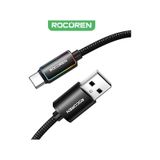 Rocoren Type-C to USB-A RGB Aydınlatmalı 3A Hızlı Şarj ve Data Kablosu 2 Metre