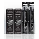 Rocs Black Edition Kömür Özlü Beyazlatıc 2 Macun+2 Fırçaı Ağız Bakım Seti