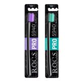 ROCS R.O.C.S. PRO BLACK 5940 ADET KIL İÇEREN SOFT DİŞ FIRÇASI - 2 ADET MOR-YEŞİL
