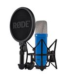RODE NT1 Signature Serisi Büyük Diyaframlı Kondenser Mikrofon, Shock Mount, Pop Filtre ve XLR Kablo ile birlikte, Müzik Prodüksiyonu, Vokal Kaydı, Akış ve Podcasting için ideal (Kobalt Mavi)