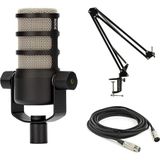 Rode Podmic Dynamic Broadcast Mikrofon Boom Kol Paketi Streameye Boomarm1 27 Inç Alüminyum Kol ve 10 Ayak Dengeli Xlr Kablo - Kardiyoid, Dahili Pop Fi - Standart - Renkli