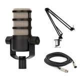 Rode PodMic Dynamic Podcasting Mikrofon StreamEye BOOMARM1 Mikrofon Boom Kolu, XLR Kablo ve StreamEye Temizleme Bezi