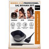 RODEO 3lü Set Saç Boyası Seti, Boya Tası+ Boya Fırçası + Krepe Tarak Kuaför Kullanımına Uygun Kaliteli, Dayanıklı