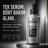 Rodeo Gentleman Series Dry Oil Çok Amaçlı Erkek Bakım Serumu 50 ml | 4’ü 1 Arada Kapsamlı Bakım: Tek şişeyle saç, yüz, sakal ve tüm vücut için pratik günlük bakım ve onarım desteği
