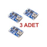 Rodevino 3 Adet Tp4056 Akım Korumalı 1a Lipo Batarya Şarj Modülü (MİNİ USB)