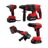 Rodex 4'lü Makine Seti 20V 3X4.0AH Li-Ion D.matkap 45NM D.somun Sıkma 300NM Kırıcı Delici 2.5j Avuç Taşlama 125MM Aksesuarlı Bmc