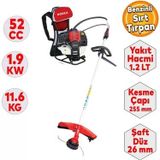 Rodex B.tırpan Sırt Tip 52Cc/1.9Hp 255Mm Rdx9636