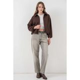 Rodi Kadın Büzgülü Oversize Kaşe Ceket 0728 - 42 - Kahve