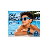Rodium Çocuk Kol Saati LED Saat ve Gözlük Seti Mavi Dinozor Emojili