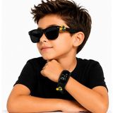Rodium Çocuk Kol Saati LED Saat ve Gözlük Seti Siyah Dozer Emojili