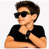 Rodium Çocuk Kol Saati LED Saat ve Gözlük Seti Siyah Kepçe Emojili