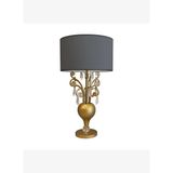 Rodli Taşlı Eskitme Gold Abajur