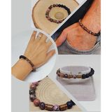 Rodonit & Oniks Taşı 8mm Unisex Tasarım Bileklik Hawaii Model (1853)