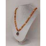 Rodonit Taşlı Rudraksha Tohum Kolye Dolama Bileklik 8mm 49708