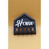 Rodopiva Dekoratif Home Yazılı Ev Tasarımlı Duvar Anahtarlık Askılığı - 5 Askılı - (11CM) (Plastik)