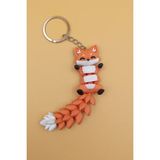 Rodopiva Uzun Kuyruk Serisi Tilki Figürlü Hareketli Anahtarlık (Büyük BOY-12CM) - Çanta Süsü Charm - Çok Renkli - 13cm x 4cm