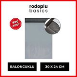 Rodoplu Basics | Kargo Poşeti, Yırtılmaya - Darbeye Dayanıklı Patpat, Baloncuklu Naylon Poşet, 30 x 24 Cm, 400 Adet - Gri - Baloncuklu Kargo Poşeti