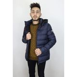 Rodrigo Fistan Store Erkek Hakim Yaka Spor Kesim Rahat Kalıp Kapüşonlu Fermuarlı Kışlık Mont - Lacivert