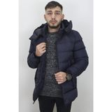 Rodrigo Fistan Store Erkek Lacivert Hakim Yaka Spor Kesim Rahat Kalıp Kapüşonlu Kışlık Şişme Mont - XL