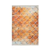 Roermond Turuncu Geometrik Modern Geometrik Etnik Desenli Boho Makinada Yıkanabilir Hav Toz Vermez Leke Tutmaz Kaymaz Taban Dijital Makine Baskı Halı Oturma Odası Salon Yolluk Koridor Mutfak Halısı