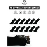 Roff Bambu Erkek Sneaker Spor Patik Çorap Dikişsiz 12’li Paket - 40 - 44 - Siyah