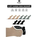 Roff Bambu Erkek Sneaker Spor Patik Çorap Dikişsiz Kaydırmaz Topuklu 9’lu Paket - 40 - 44 - Siyah - Gri - Bej