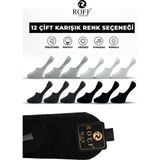 Roff Çorap Erkek Pamuklu Babet Çorap Dikişsiz Görünmez Kaydırmaz Silikonlu Siyah Antrasit Beyaz Gri 12’li Paket - 40 - 44 - Çok Renkli