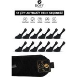Roff Çorap Erkek Pamuklu Babet Çorap Dikişsiz Görünmez Kaydırmaz Topuk Silikonlu Antrasit 12’li Paket - 41 - 44