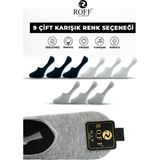 Roff Çorap Erkek Pamuklu Babet Çorap Dikişsiz Görünmez Kaydırmaz Topuk Silikonlu Lacivert Beyaz Gri 9’lu Paket - 40 - 44 - Lacivert - Beyaz - Gri