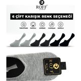 Roff Çorap Erkek Pamuklu Babet Çorap Dikişsiz Görünmez Kaydırmaz Topuk Silikonlu Siyah Antrasit Gri 6’lı Paket - Siyah - Antrasit - Gri - 41 - 44