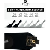 Roff Çorap Erkek Pamuklu Babet Çorap Dikişsiz Görünmez Kaydırmaz Topuk Silikonlu Siyah Beyaz Gri 6’lı Paket - 40 - 44 - Siyah - Beyaz - Gri