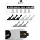 Roff Çorap Pamuklu Erkek Babet Çorap Dikişsiz Görünmez Kaydırmaz Silikonlu 9’lu Paket - 40 - 44 - Antrasit - Gri - Beyaz