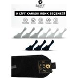 Roff Çorap Pamuklu Erkek Babet Çorap Dikişsiz Görünmez Kaydırmaz Silikonlu 9’lu Paket - 40 - 44 - Lacivert - Beyaz - Gri