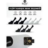 Roff Çorap Pamuklu Erkek Babet Çorap Dikişsiz Görünmez Kaydırmaz Silikonlu 9’lu Paket - 40 - 44 - Siyah - Beyaz - Antrasit