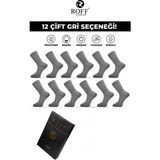 Roff Çorap Roff Erkek Bambu Soket Çorap Dikişsiz Yazlık Gri Renk 12'li Paket 41-44 - 40 - 44