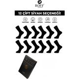 Roff Çorap Roff Erkek Bambu Soket Çorap Dikişsiz Yazlık Siyah Renk 12'li Paket 41-44 - 40 - 44