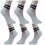 Roff Erkek Bambu Yarım Konç Patik Çorap Beyaz 6'lı Set 41-44 | Beyaz Çizgili, Numara: 41-44, 6'lı Paket, Yarım Konç, Erkek Çorabı
