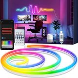 Rohs 5V Rgb Neon Şerit LED Lamba 5 Metre Kumanda ile Kontrol Sınırsız Renk Tak Çalıştır - Çok Renkli