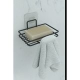 Roichil Yapışkanlı Sabunluk Banyo Mutfak Lavabo Metal Katı Sabunluk Siyah