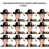 Roisya Kovboy Şerif Şapkası Siyah 12 Adet - Kostüm, Parti ve Gösteri Şapkası