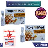 Roje Med Royal Jelly 1000 Mg ,Arı Sütü, Fresh Vitamin ,C & E 10 Shot 2'li Avantaj Paketi - Portakal