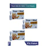 ROJEMED Royal Jelly 1000 Mg – Arı Sütü Fresh Vitamin C & E – 10 Shot 3'lü Avantaj Paketi