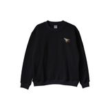 Roket Desenli Siyah Bisiklet Yaka Sweatshirt