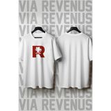 Roket Takımı Baskılı Geniş Kalıp Unisex Bisiklet Yaka Tshirt - Beyaz