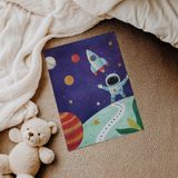 Roketli Küçük Astronot Çocuk Odası Duvar Posteri Çerçeveli Tablo Duvar Dekorasyonu - 30 x 40 - Çerçevesiz Poster
