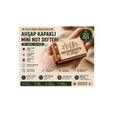 ROKH 🌿 Ahşap Kapaklı Mini Not Defteri | Deri Detaylı Lazer İşlemeli Hediyelik 🔑