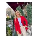 ROKH Kadın Kırmızı Blazer Astarsız Klasik Mevsimlik Ceket