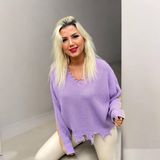 Rokh Vyaka Çift Renk Tasarım Kazak - Mor - Bej