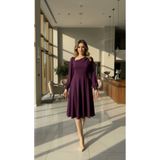 Rokka Moda Asimetrik Yaka Şifon Kollu Midi Elbise